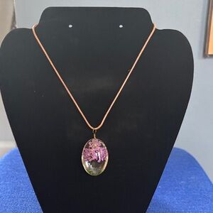 Elegant Purple Floral Pendant Necklace